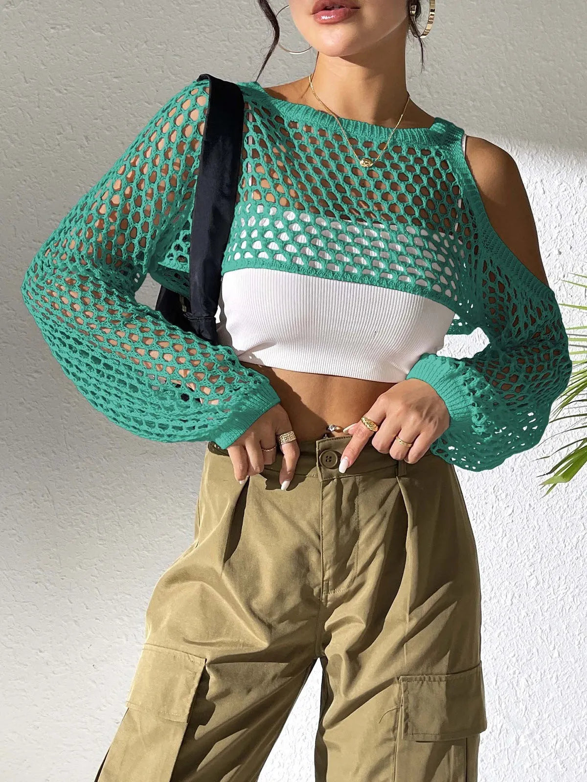 Mesh beach shirt with hollowed navel design in polypropylene fibre fabric, shown in available colours