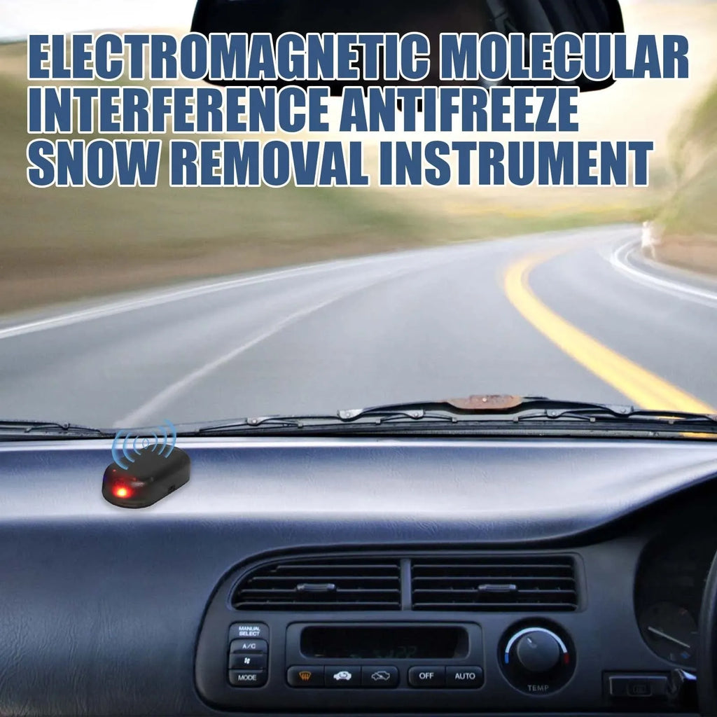 Black car windscreen de-icer tool measuring 5 by 2.6 by 1.5 centimetres.