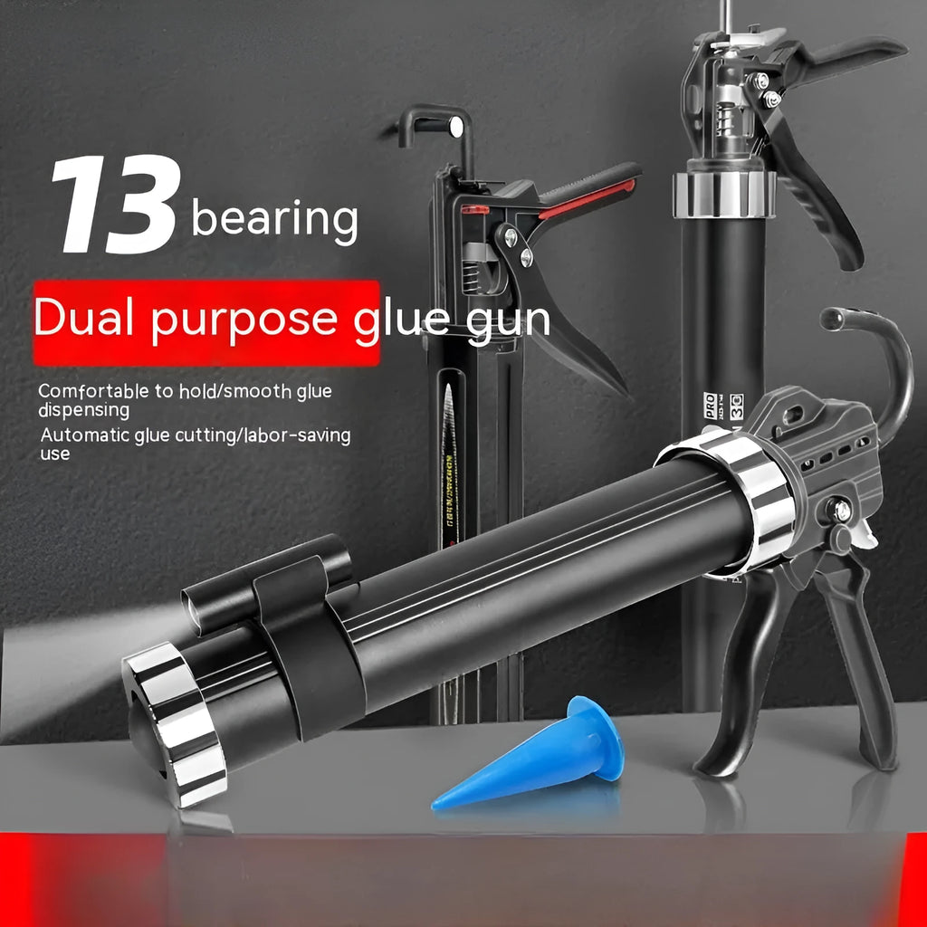 Aluminium alloy automatic adhesive breaking glass glue gun with 13 bearing structure.