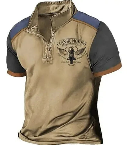 Men's loose fit golf polo shirt with 3D digital printed design on polyester bird eye cloth fabric