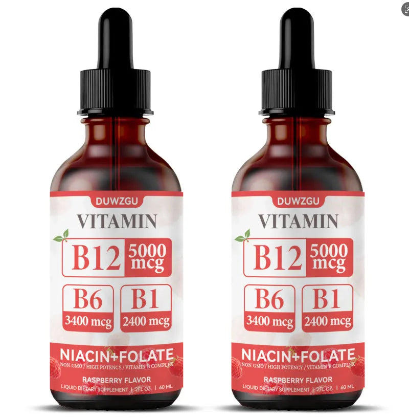 B12 Drops liquid vitamin B12 supplement bottle with dropper