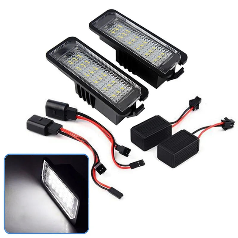 Two white LED licence plate light bulbs for Volkswagen Golf Polo Phaeton models