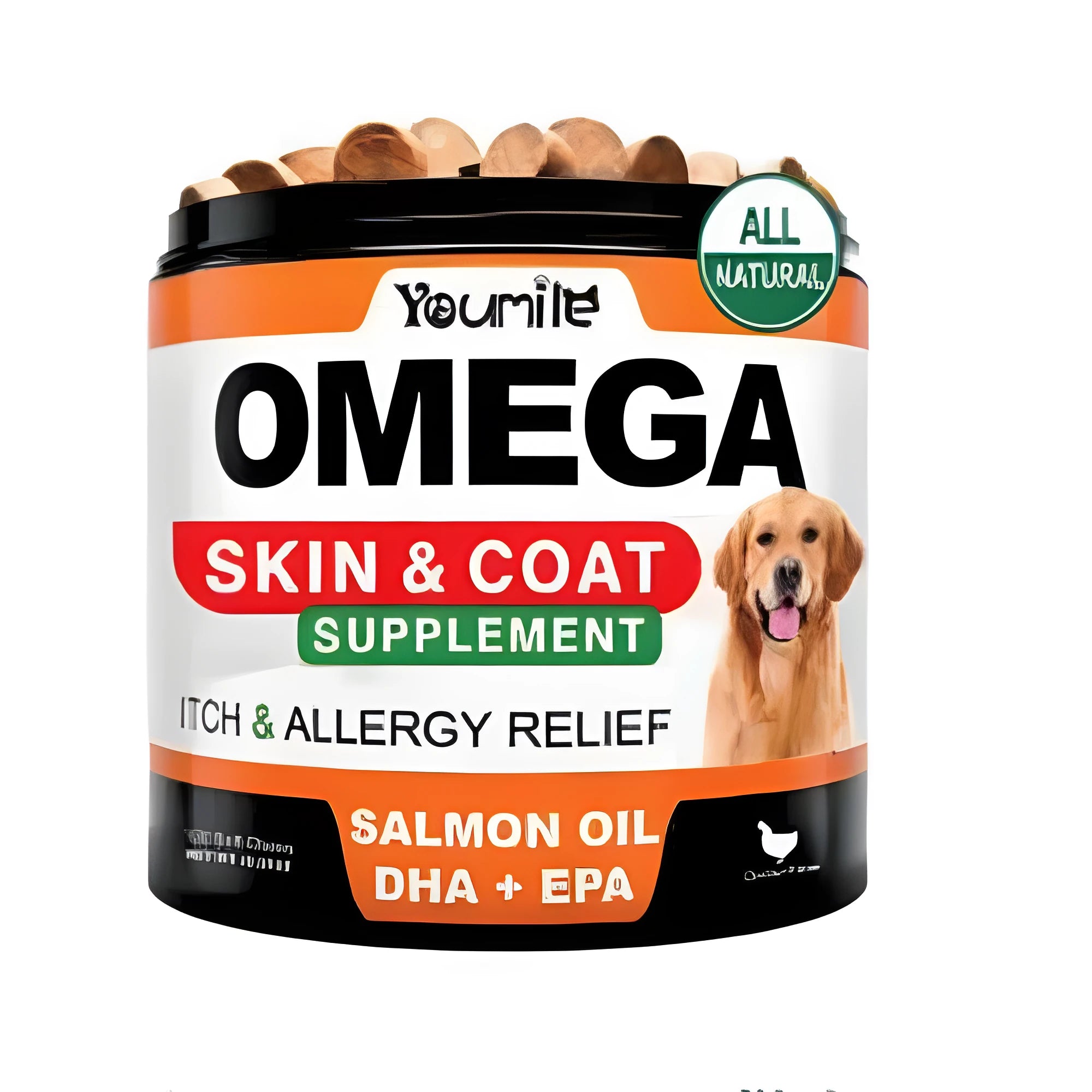 Pack of 120 fish oil chewing supplement softgel capsules.