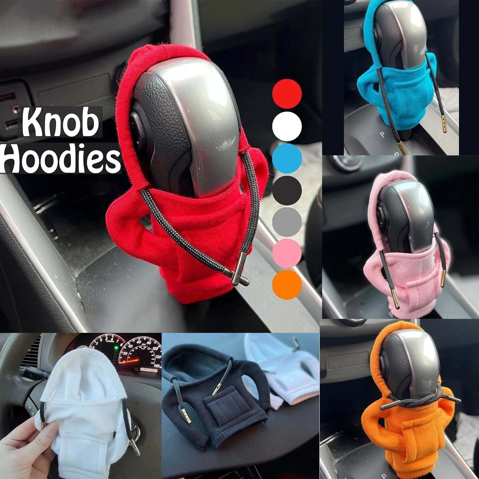 Pure cotton car gear lever decoration in assorted colours on a gear stick.