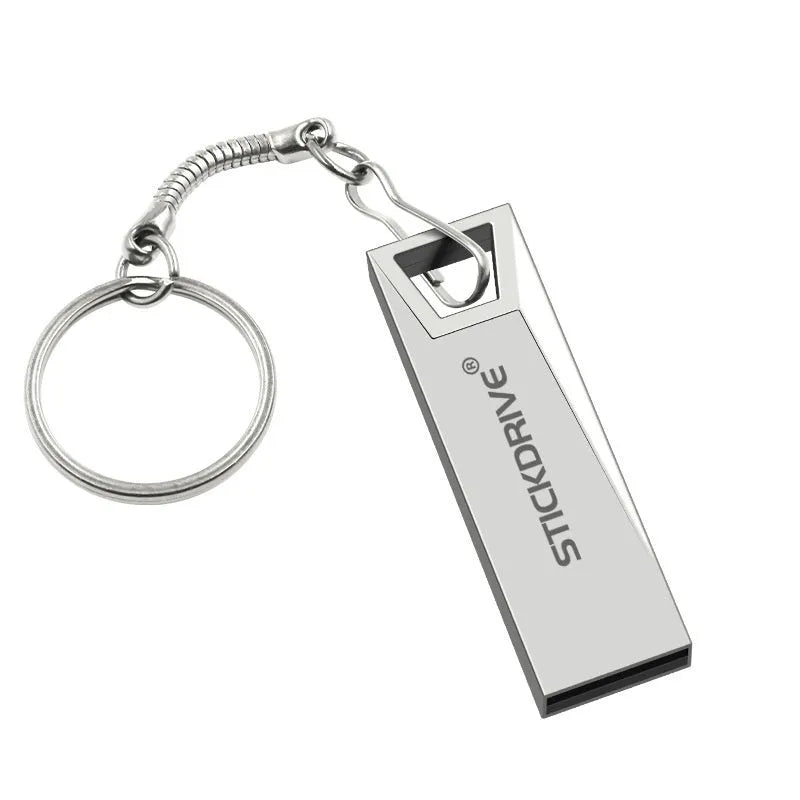 Metal USB flash drive on a silver chain necklace, shown in black and silver colour variants.