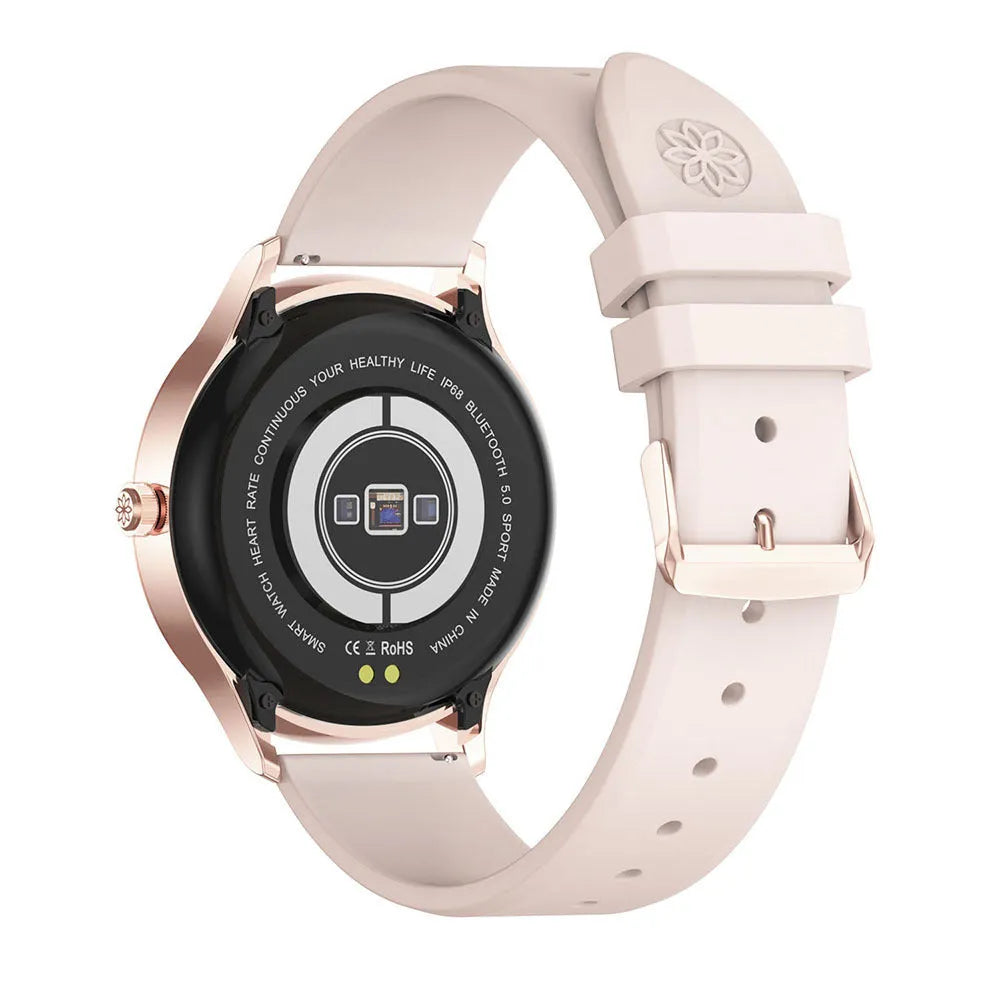 DT86 smart watch bracelet with 1.09-inch LTPS LCD screen and silicone strap in steel gold