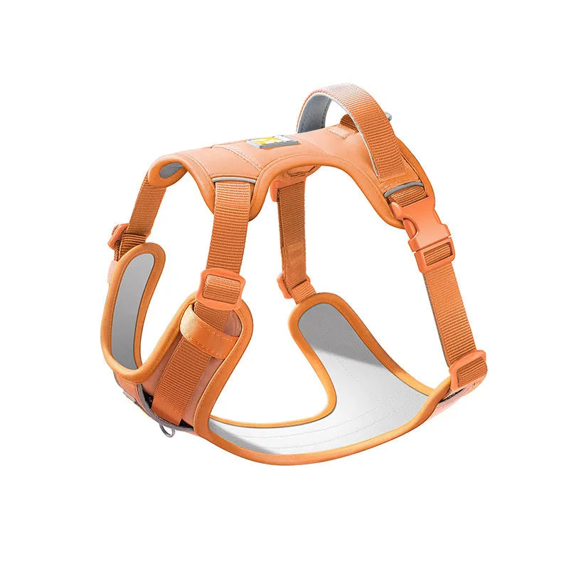 Adjustable dog chest strap harness in avocado green colour shown on a medium-sized dog.