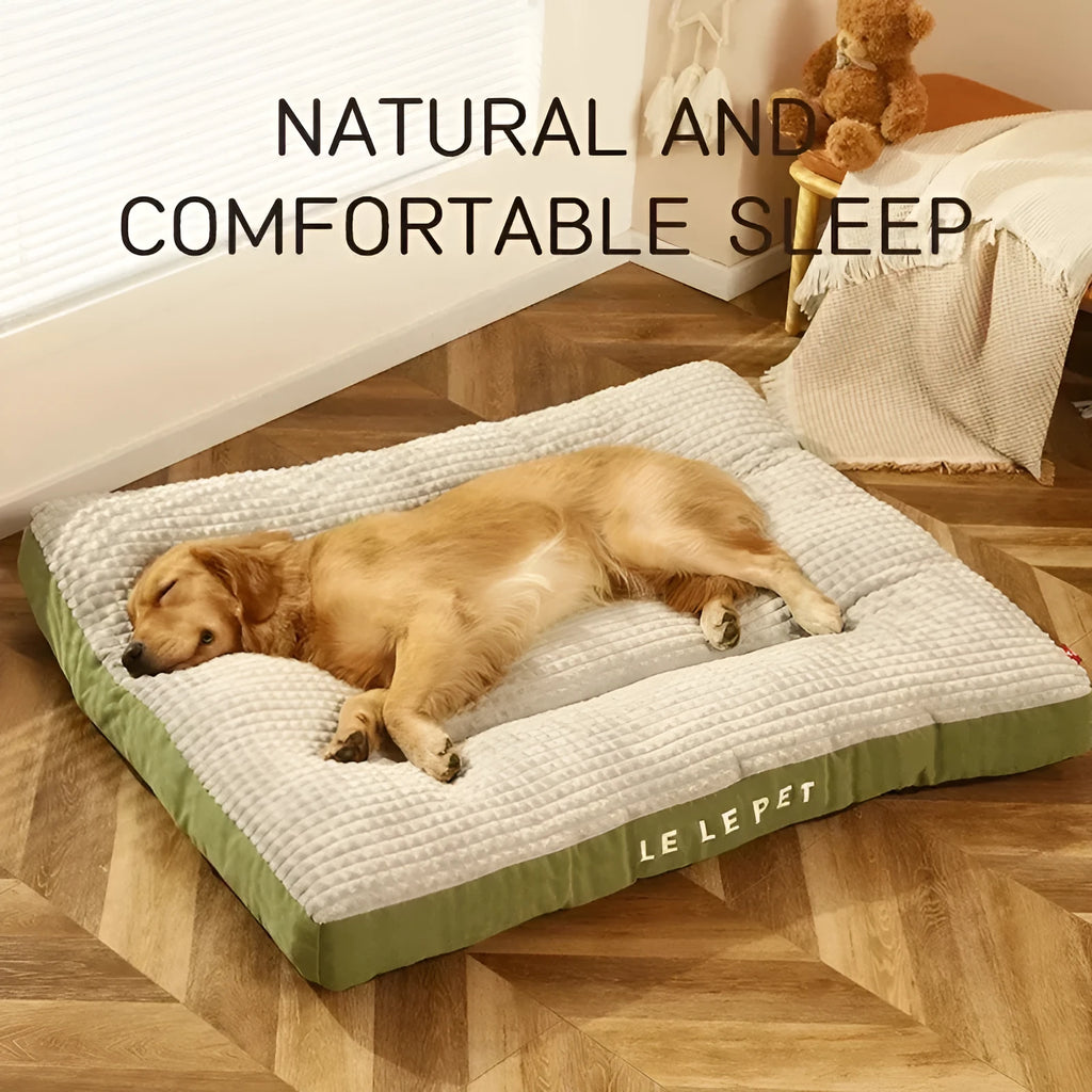 Detachable fleece blanket and cushion dog bed for pets in green colour