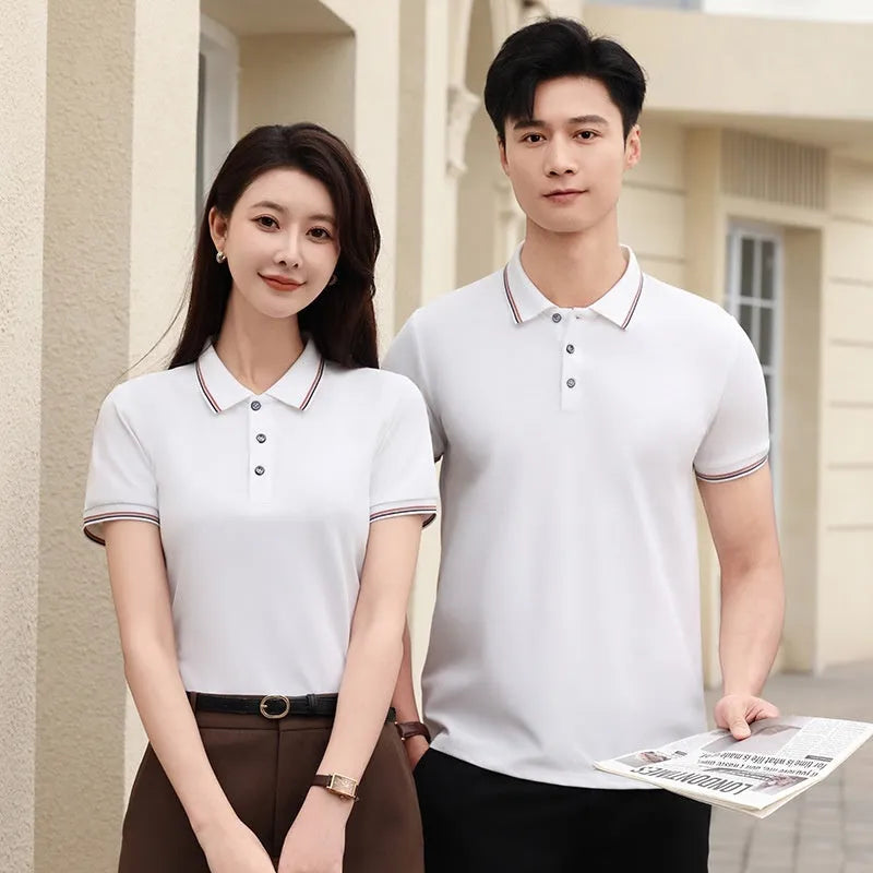 Ice silk polo shirt in solid colours with copper ammonia fibre fabric for work and leisure