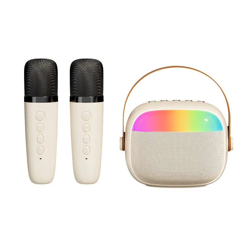 Wireless Bluetooth speaker with microphone, colourful light, Bluetooth 5.3, 95x95x87.5mm, for family KTV