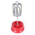 Portable aluminium hub balancer for car wheels with bull's eye level on a non-rust enamel base.