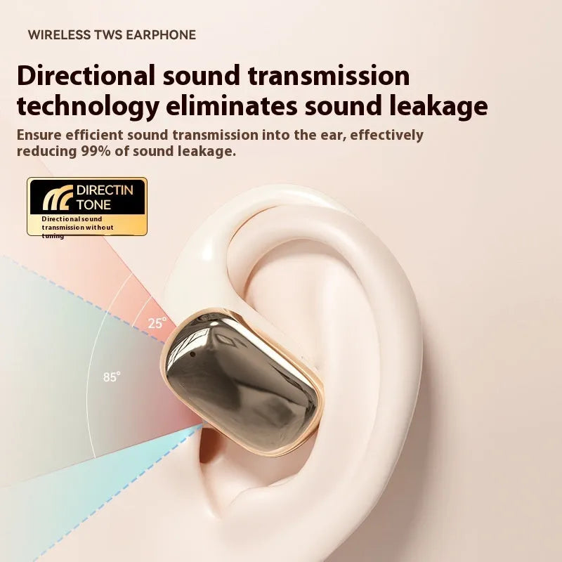 Ear-mounted wireless headphones with digital display screen in black colour option