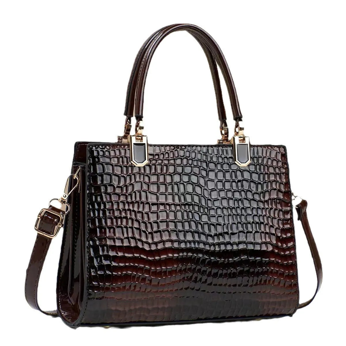 Women's soft texture PU leather one shoulder mom bag in horizontal square shape with multiple internal compartments