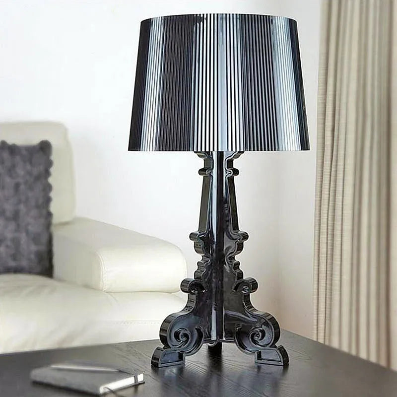 Nordic acrylic desk lamp 240 x 480mm in small black finish on a bedside table
