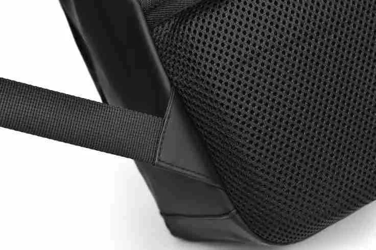 Men's waterproof PU leather backpack in black colour with computer compartment