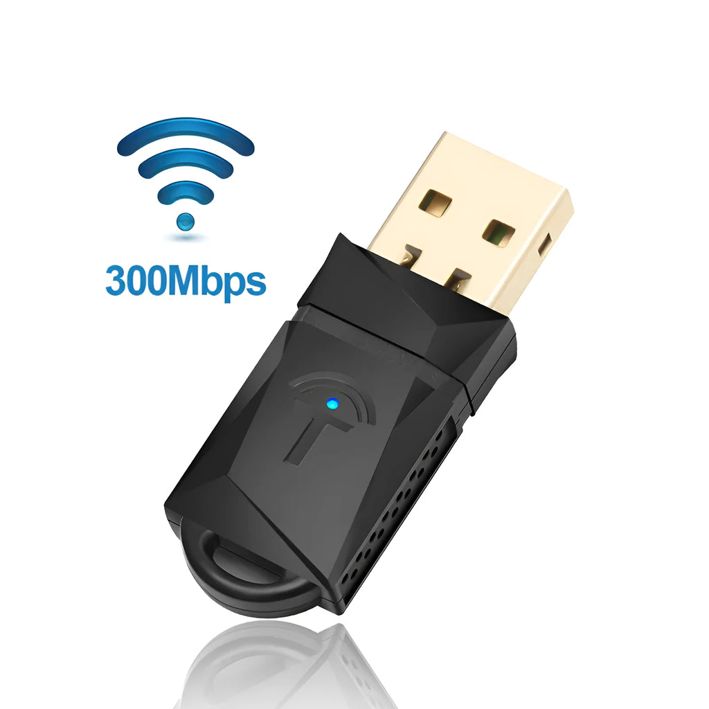 300 Mbps wireless USB WiFi adapter with internal antenna for desktop and laptop computers