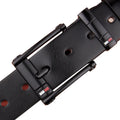 Mens fashion antique pin buckle belt in black – alloy buckle imitation leather strap