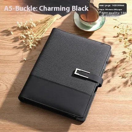 A5 notebook with pu leather cover in multiple colour options including brown, black, green, blue, and red.