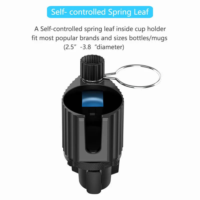 Green car cup holder organiser with kettle storage and phone compartment, ABS/PC construction