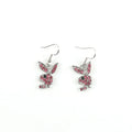 Small silver rabbit stud earrings with sparkling cubic zirconia stones and butterfly back on a white background.