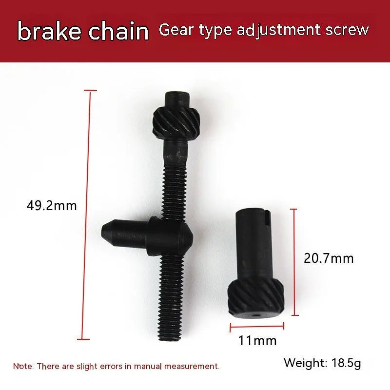 Chainsaw chain tension adjustment gear kit with spools of nylon wire rope in various thicknesses