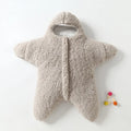 Cashmere and cotton baby sleeping bag with hood in starfish lamb velvet design