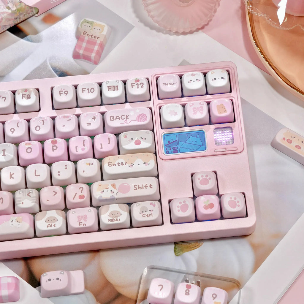 MOA Height pink cartoon sublimation key caps for mechanical keyboards showing five-sided design