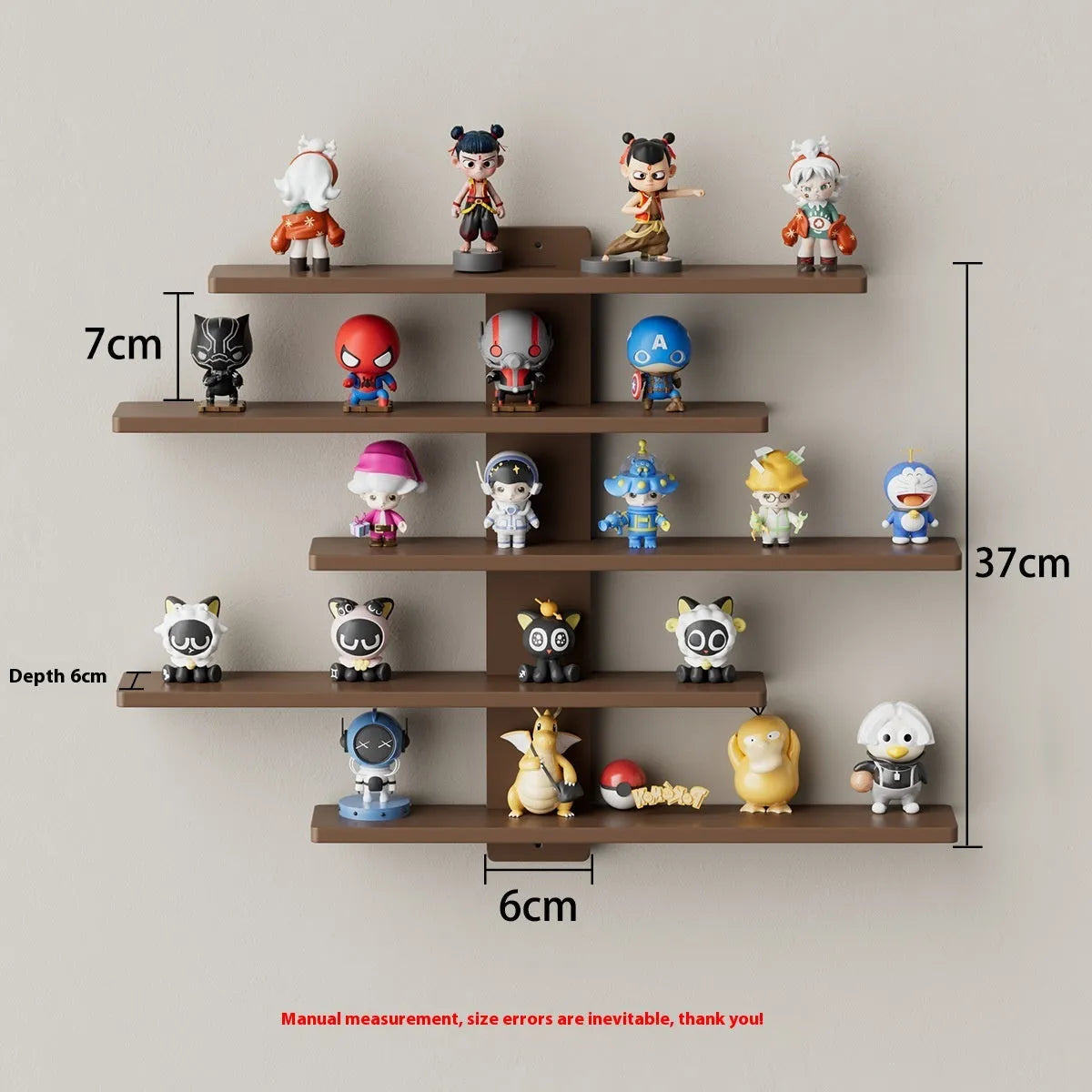 Five-tier wall-mounted PVC storage rack for blind boxes and toy display in choice of colours