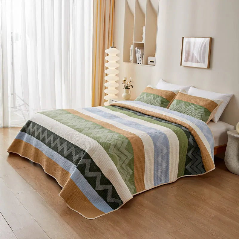 Pure cotton printed bed sheet set in a modern style for a 2.2 metre bed.