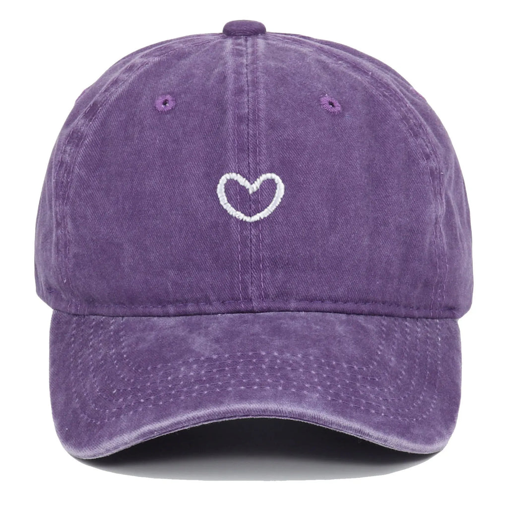 Retro style cotton baseball cap with embroidered design on a dome crown, shown in multiple colours.
