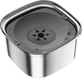 Large capacity stainless steel pet water bowl with floating design in blue