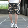 Men's loose fit Korean style cargo trousers in army green with giraffe pattern gradient detail