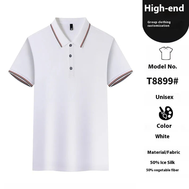 Ice silk polo shirt in solid colours with copper ammonia fibre fabric for work and leisure