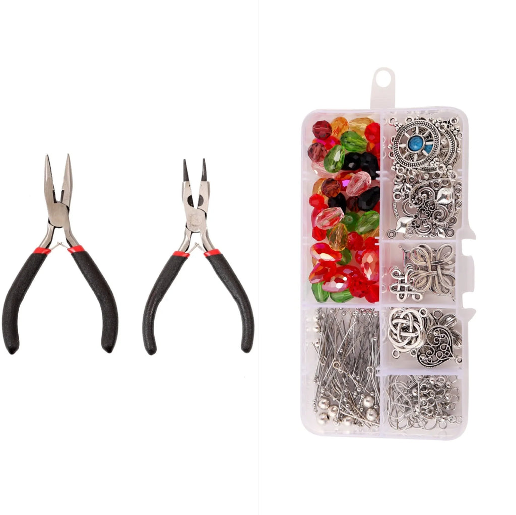 DIY earring set with heart-shaped alloy components in multiple colours, electroplated finish, in suit bag