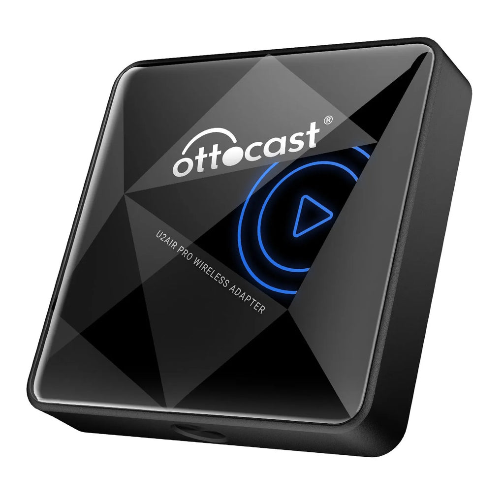 Black Wireless Car Bluetooth AIBOX with Type-C interface measuring 59x59x150mm