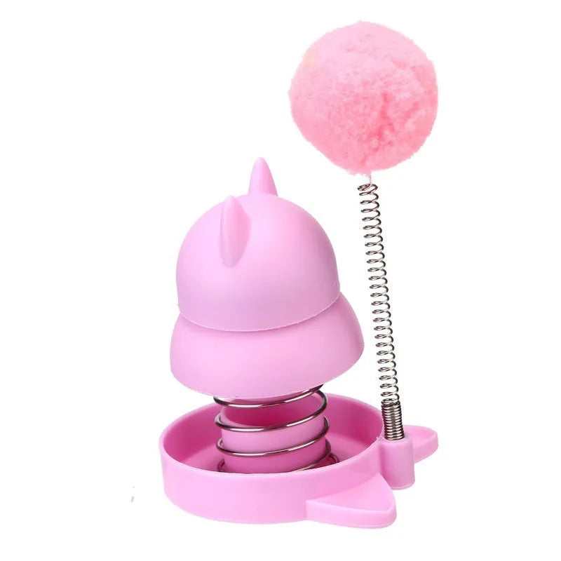 Lucky cat mint ball toy with self-hi feature in blue, orange, and pink colours for cats.