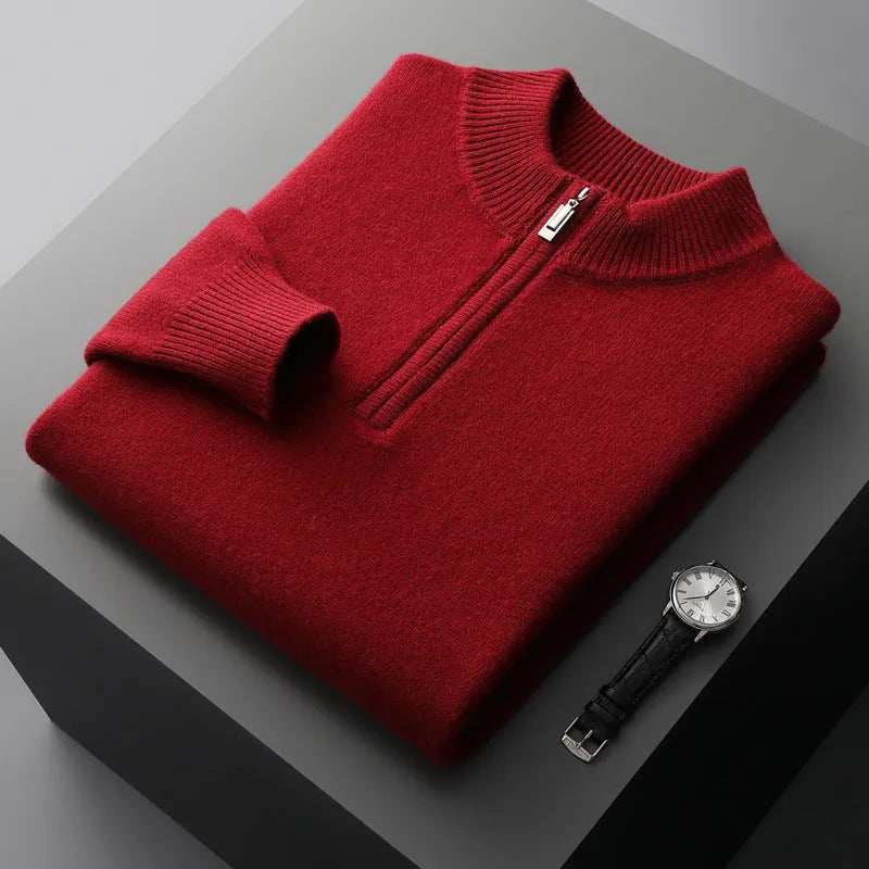 Men's camel coloured thickening pullover top for business casual wear, solid design