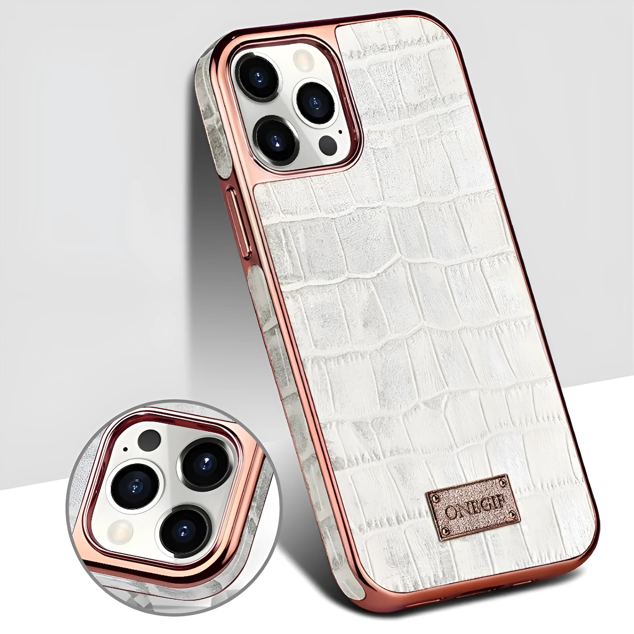Real skin electroplated phone case for iPhone 12 and 12 Pro Max in green, pink, white with grid screen design