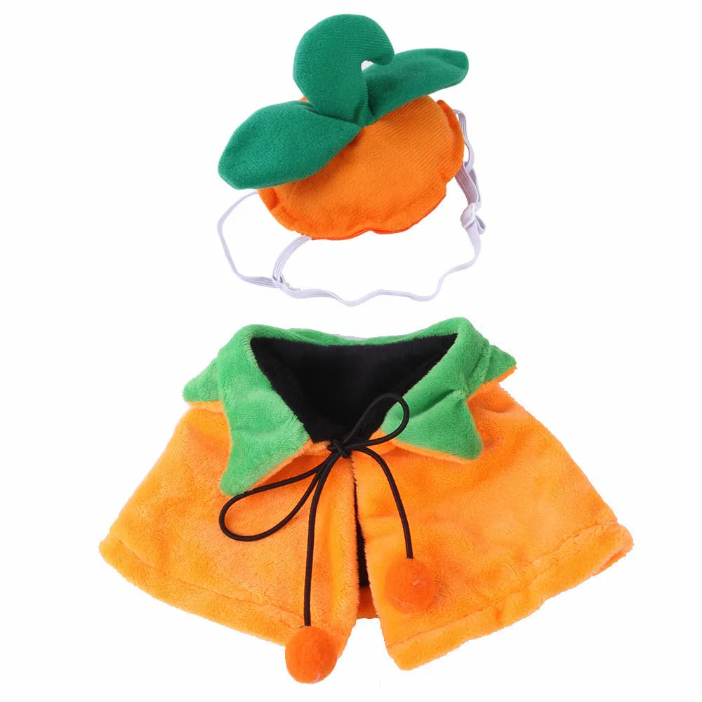 Halloween pumpkin double-sided cloak costume for dogs and cats in plush material