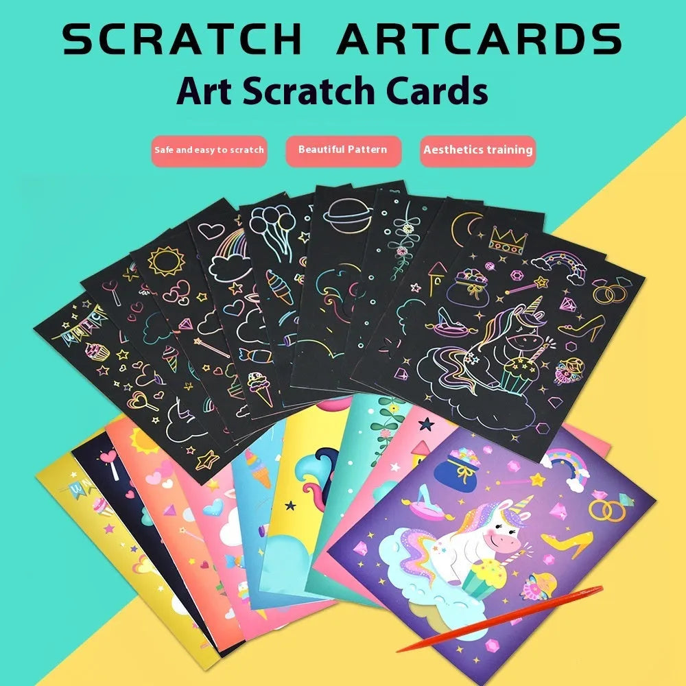 DIY graffiti supplies suit colourful scraping painting paper set for kids 140x190mm 81g