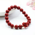 Purple gold sandstone cinnabar bracelet with 8mm rose beads in national style