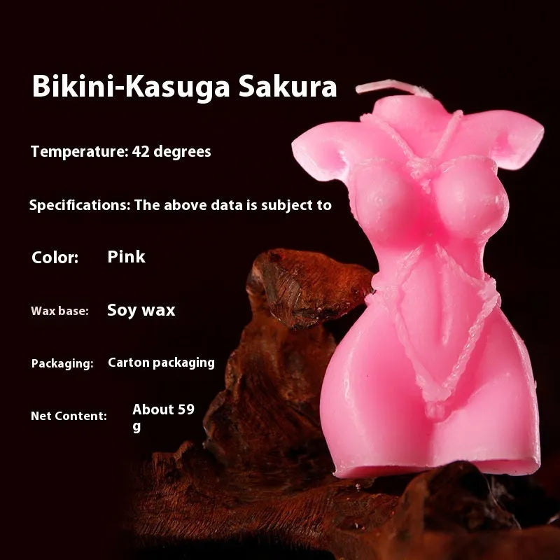 Low temperature soy wax candle for massage in rose red, spring pink, and lilac purple colours.
