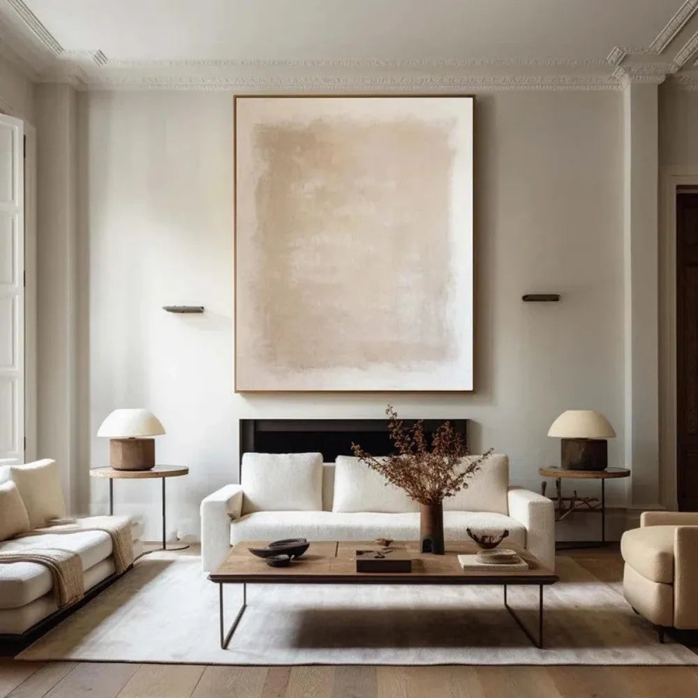 Handmade abstract oil painting on canvas, unframed and rolled, minimalist wabi-sabi wall art