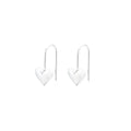 Silver heart-shaped earrings with three-dimensional glossy finish in Korean style