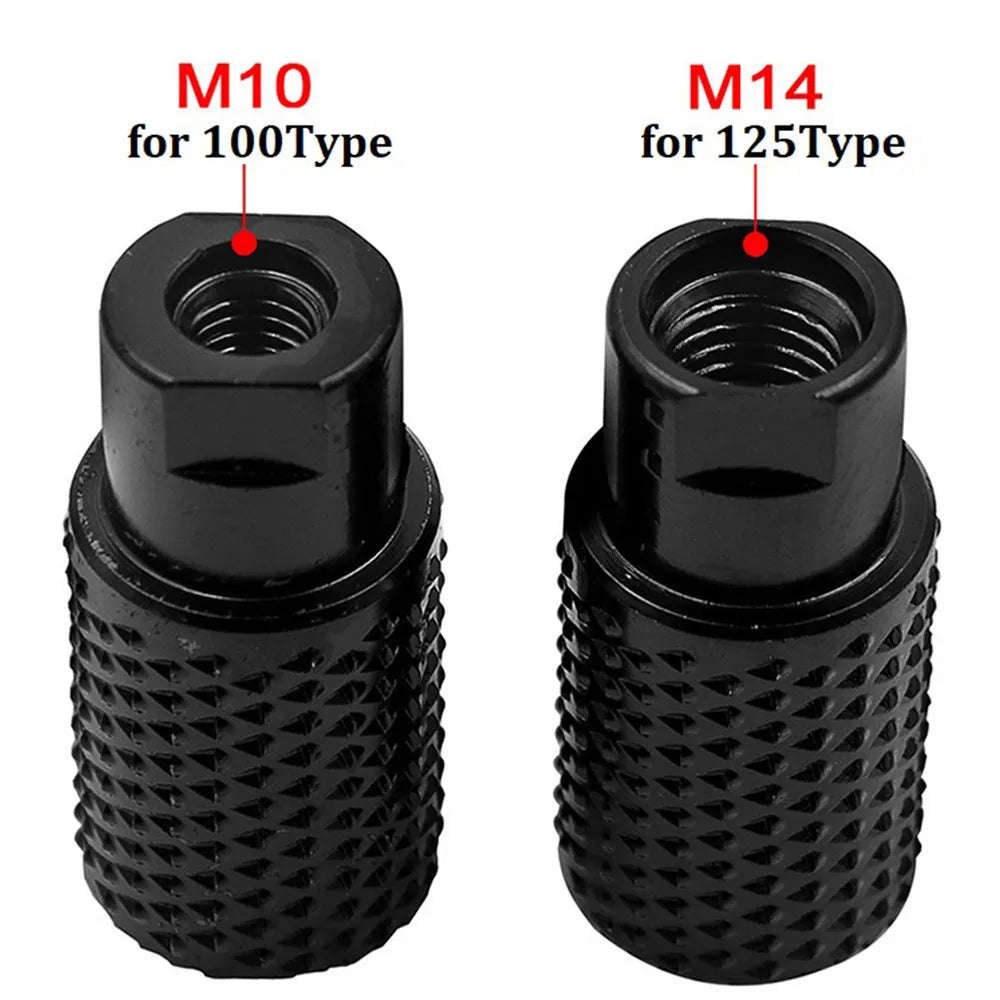 Spherical angle grinder grinding head with M10 and M14 threads for woodworking.