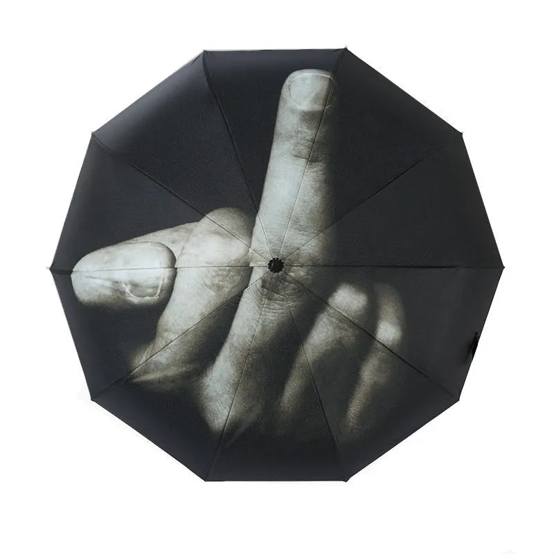 Tri-fold folding umbrella with iron frame and plastic handle in various colour styles