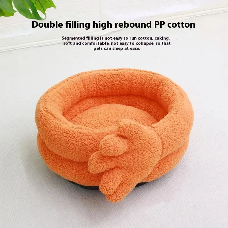 Yellow pet kennel plush mattress measuring 48x20cm for cat and dog autumn winter sleeping