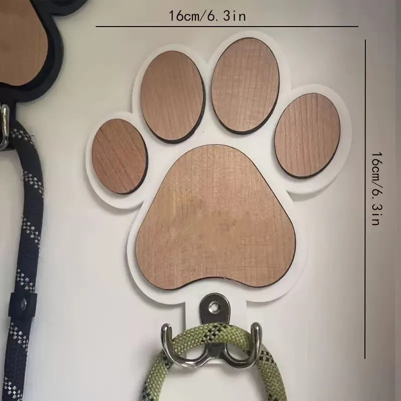 Wooden paw print coat hook in black colour with wall mounting hardware