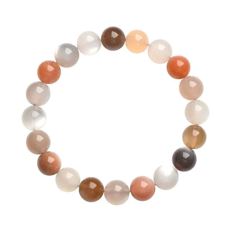 Natural colourful moonlight moonstone bracelet with 8mm beads on a single strand.