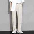 Loose wide-leg draping trousers in polyester, straight-leg cut, black grey khaki, sizes S to 3XL